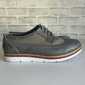 Nature Breeze Women Lace Up Loafer Sneakers Spectator Gray Shoes 9 White Sole